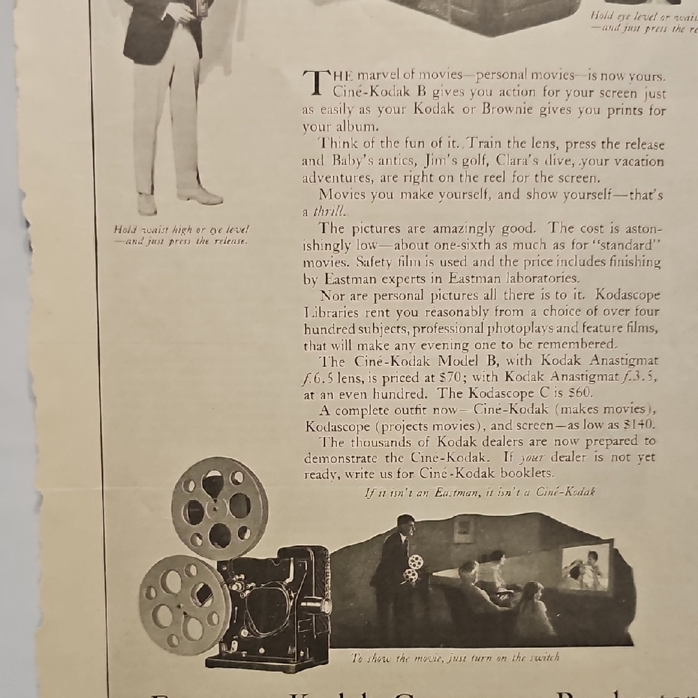 Kodak Motion Picture Camera Advertisement - Black and White - 1926 - Picture 5 of 9
